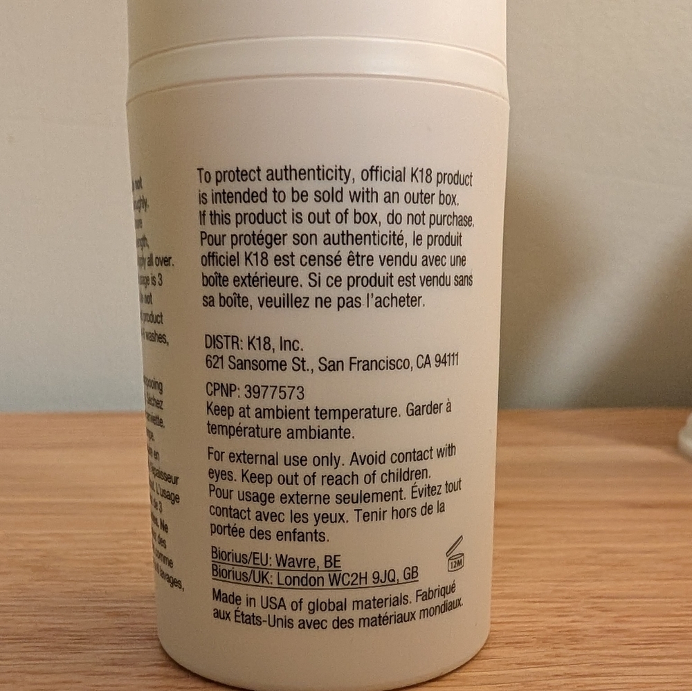 Flash Sale! $75 MSRP New K18 Peptide Leave-In Hair Treatment Mask Repair 1.7 oz - Picture 5 of 5